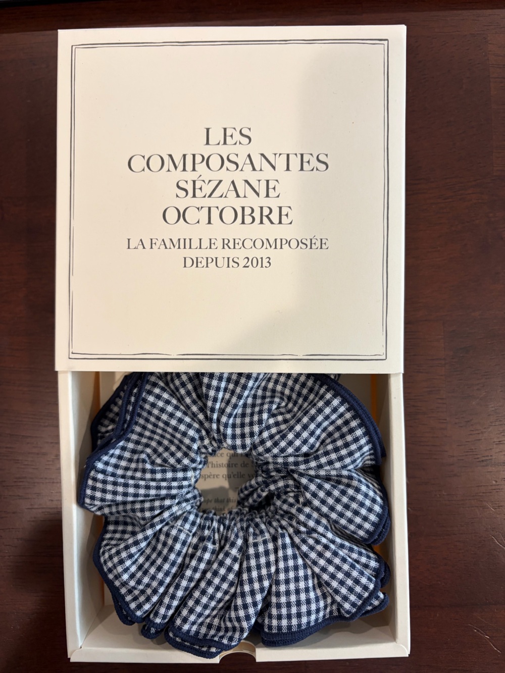 Sezane Navy Gingham Scrunchie